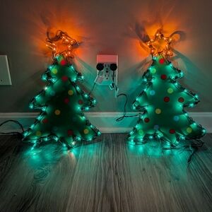 Vintage Christmas Decor. Window Decoration. Seasonal Holiday Tree Light Up